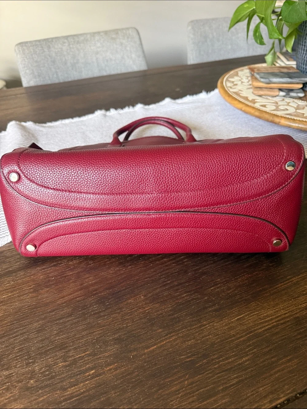 kate spade Pebbled Leather Satchel in Berry Red